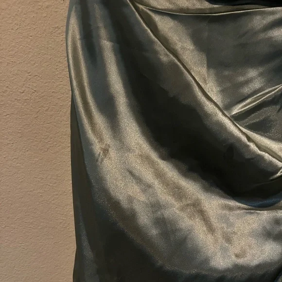 NWT Dusty Sage Charmeuse Draped Strappy Dress Galina Signature Bridesmaid 14 - Picture 4 of 9